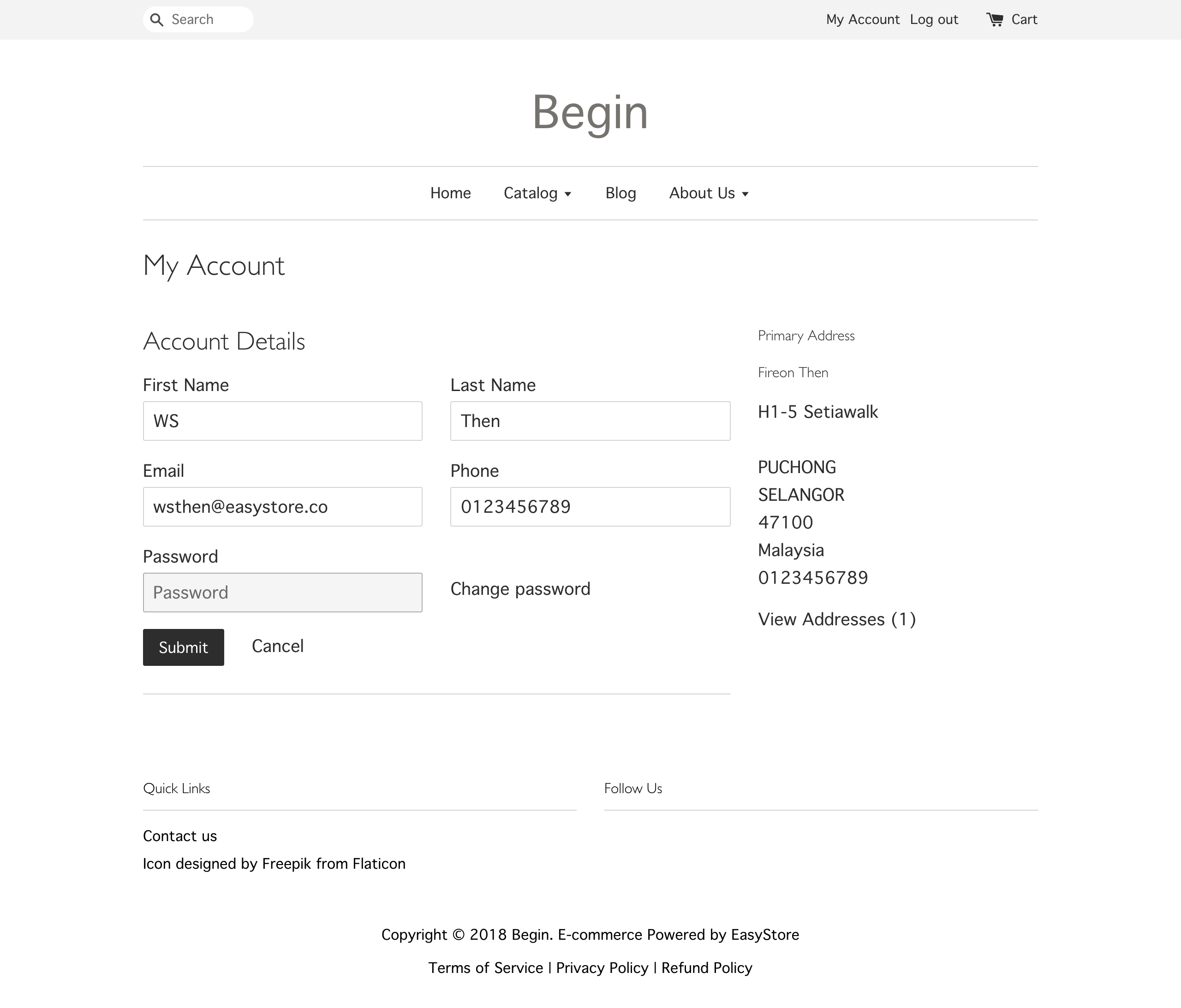 customer details