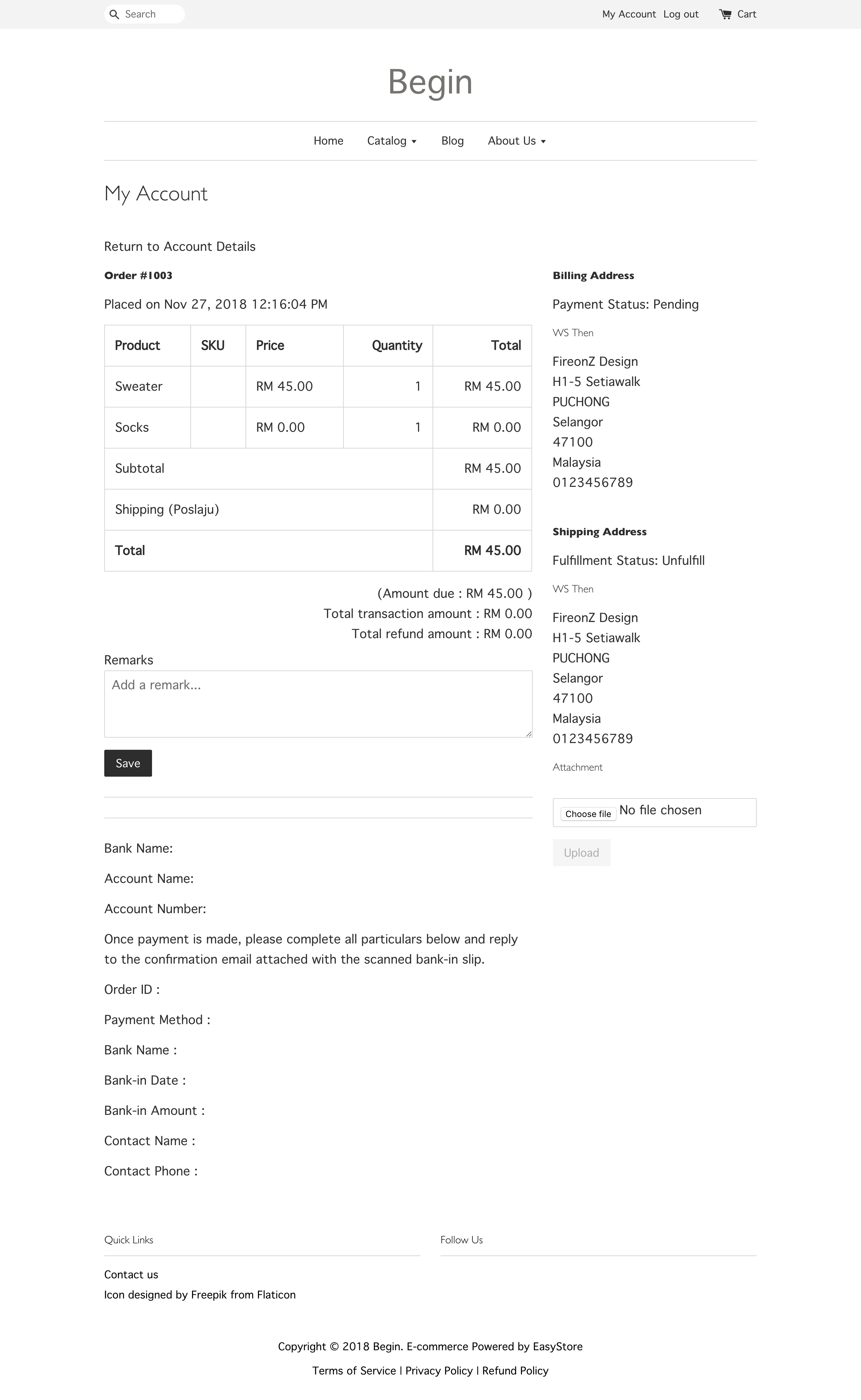 customer order